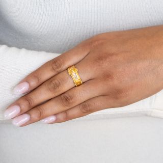 English Victorian Diamond Garter/Buckle Ring, Circa 1906