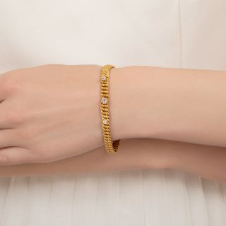 English Victorian Diamond Gold Link Bracelet