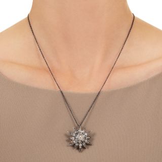 English Victorian Diamond Starburst Pendant/Brooch