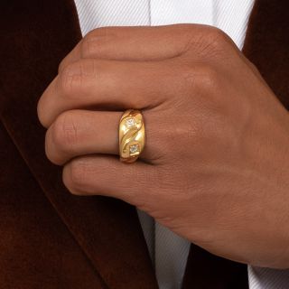 English Victorian Double Diamond-Headed Snake Ring, Circa 1885