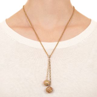 English Victorian Enamel Orb Negligee Necklace