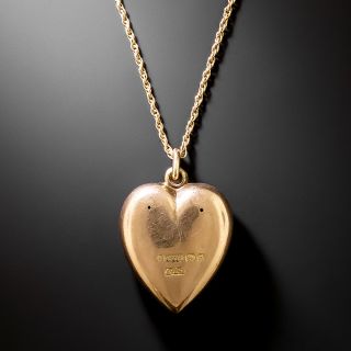 English Victorian Engraved Gold Heart Pendant, Circa 1903 
