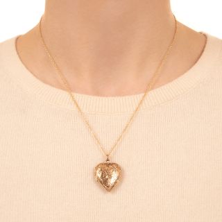 English Victorian Engraved Heart Locket