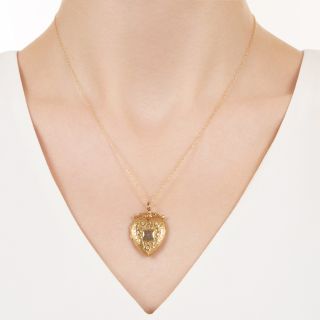 English Victorian Engraved Heart Locket