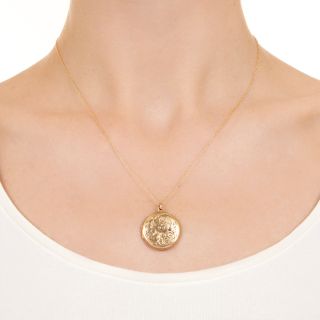 English Victorian Engraved Round Locket, Circa 1888