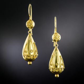 Victorian Etruscan Revival Dangle Earrings - 2