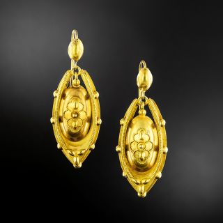 English Victorian Etruscan Revival Drop Earrings - 2