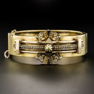 English Victorian Etruscan Revival Hinged Bangle