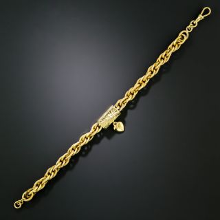 English Victorian Fancy Link Bracelet with Dangling Heart