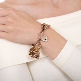 English Victorian Fancy Link Two-Tone Gate Bracelet