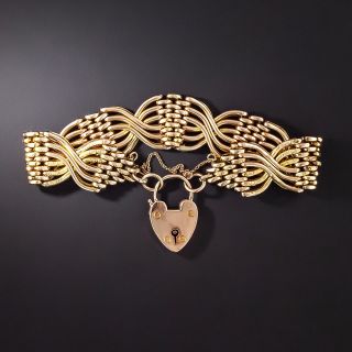 English Victorian Fancy Link Two-Tone Gate Bracelet - 1