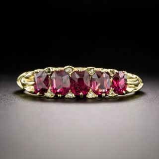 English Victorian Five-Stone Ruby and Diamond Ring - 3