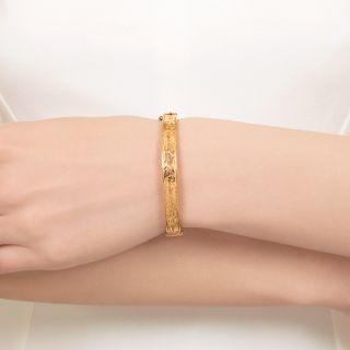 English Victorian Flat-Top Engraved Bangle Bracelet