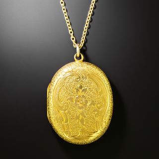 English Victorian Floral Engraved Locket - 2