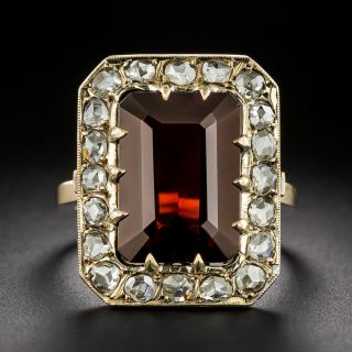 English Victorian Garnet and Rose-Cut Diamond Ring - 3