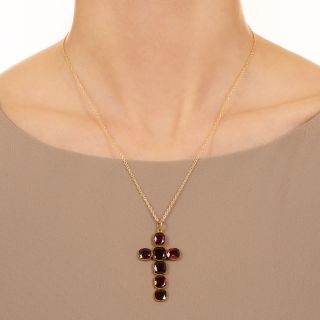 English Victorian Garnet Cross Pendant