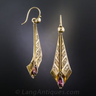English Victorian Garnet Drop Earrings