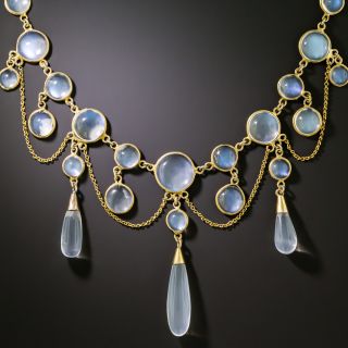 English Victorian Moonstone Dangle Necklace - 2