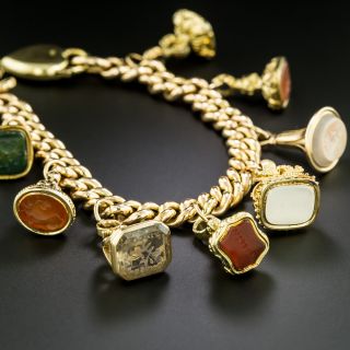 English Victorian Multi-Fob Charm Bracelet