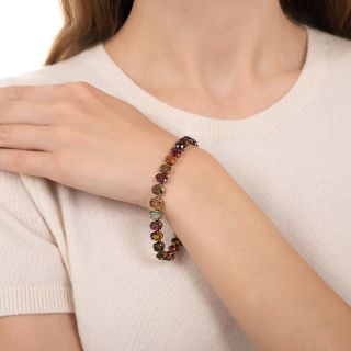 English Victorian Multi-Gem Line Bracelet