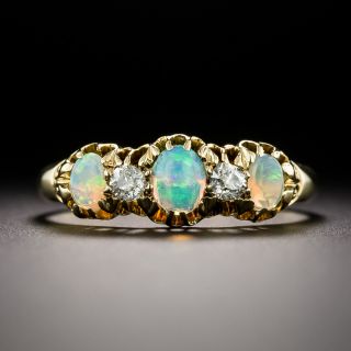 English Victorian Opal and Diamond Band Ring, Circa 1900 - 3