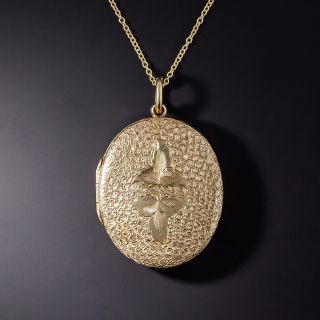 English Victorian Oval Engraved Locket  - 1