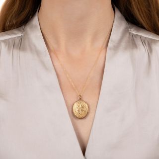 English Victorian Oval Engraved Locket 