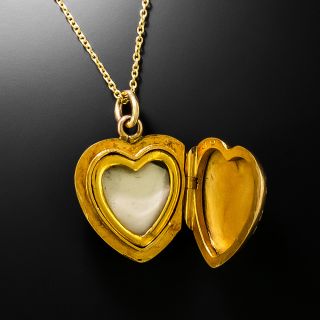 English Victorian Petite Engraved Heart Locket