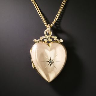 English Victorian Puffed Heart Locket - 4