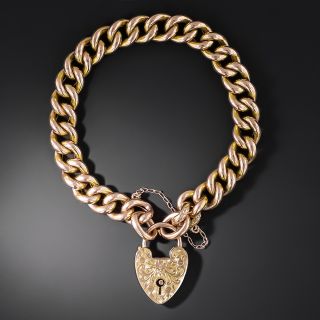 English Victorian Rosy-Yellow Gold Gate Bracelet  - 2