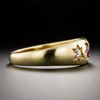 English Victorian Ruby and Diamond Gypsy Ring