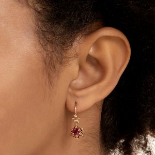 English Victorian Ruby Dangle Earrings