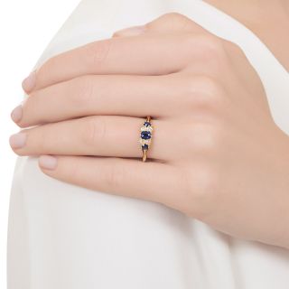 English Victorian Sapphire and Diamond Ring, Circa 1895