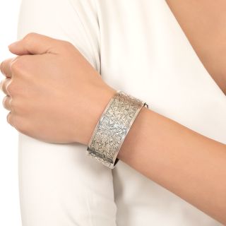 English Victorian Silver Engraved Bracelet, Circa 1882-83