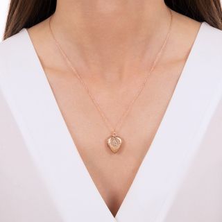English Victorian Small Engraved Heart Locket