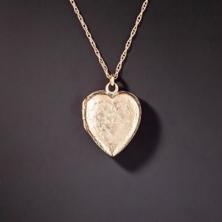 Victorian Small Engraved Heart Locket, English - 1