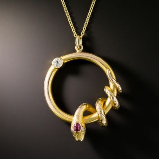English Victorian Snake Pendant - 2