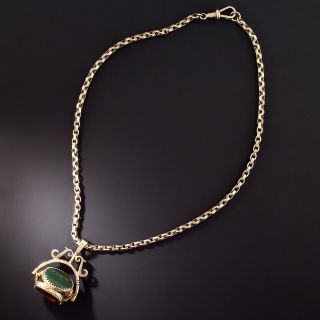 English Victorian Three-Sided Agate Watch Fob Necklace - 1