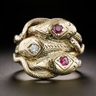 English Victorian Triple Snake Ring - 3
