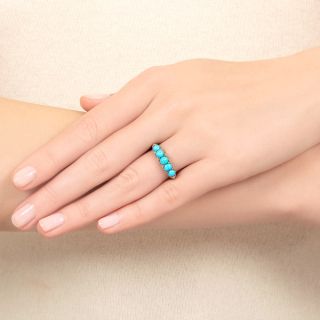 English Victorian Turquoise and Diamond Ring