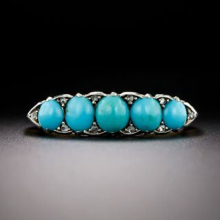 English Victorian Turquoise and Diamond Ring - 2