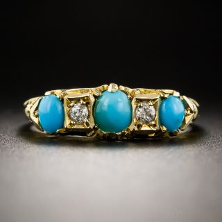 English Victorian Turquoise and Diamond Ring