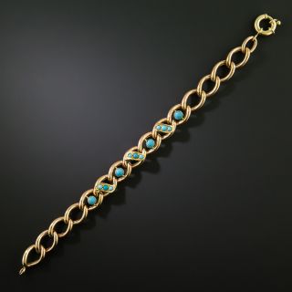 English Victorian Turquoise Curb Link Bracelet  - 4