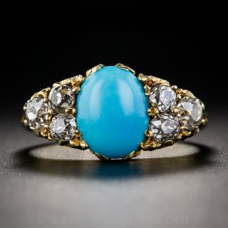 English Victorian Turquoise Diamond Ring