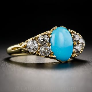English Victorian Turquoise Diamond Ring