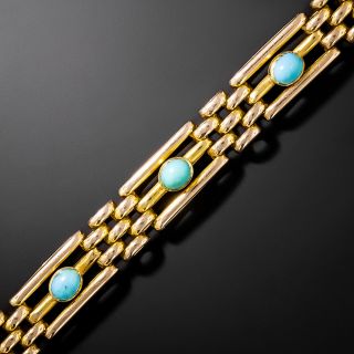 English Victorian Turquoise Gate Link Bracelet - 3