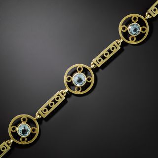 Vintage Aquamarine Circle Link Bracelet - 2