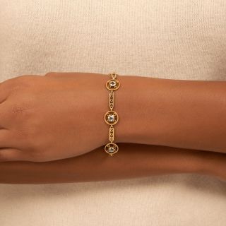 Vintage Aquamarine Circle Link Bracelet