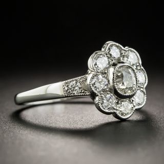 English Vintage Style Platinum Diamond Cluster Ring