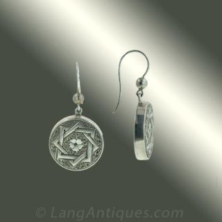 Engraved Antique Silver Drop Earrings